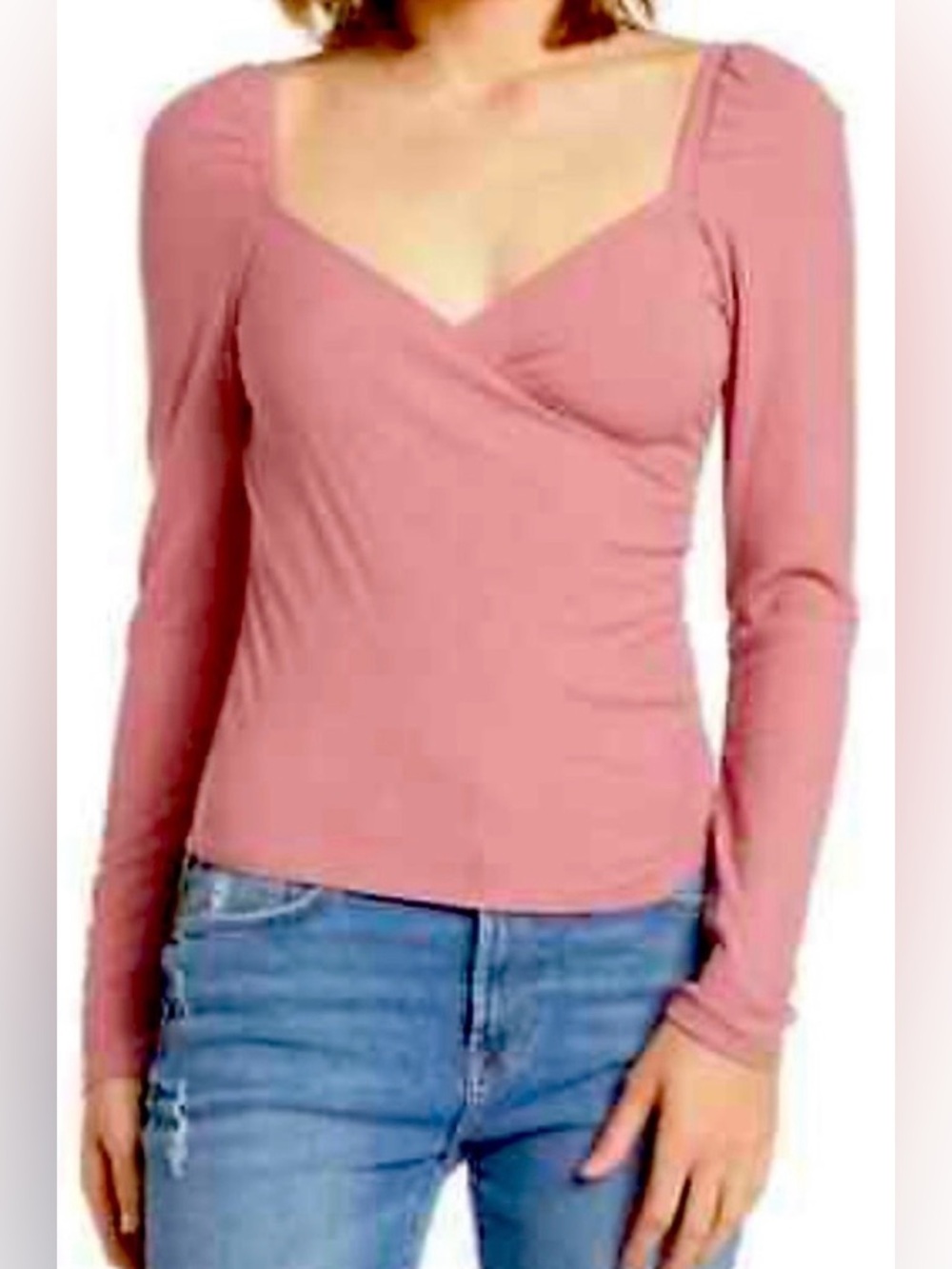 Abound Mauve Pink Long-Sleeve Surplice Top
